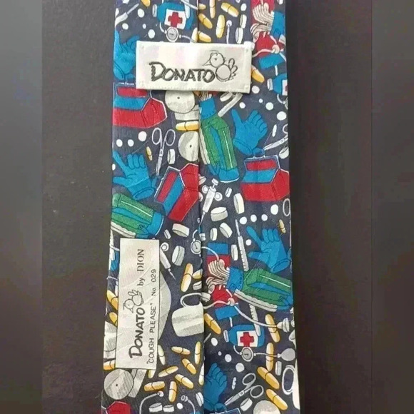 Donato By Dion Cough Please No  029 Men Dress Tie Doctor Medicine 100% Silk - Picture 3 of 6